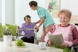 two elderly women who are both experiencing adult failure to thrive and need help from an in-home care agency
